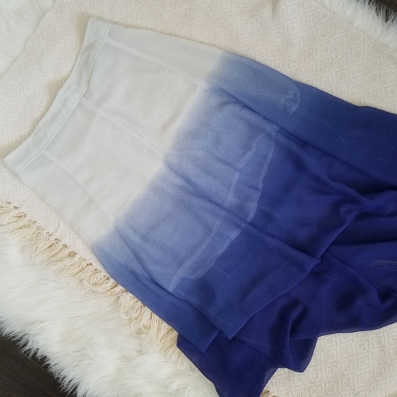Ombre ivory and blue long flowy skirt - Picture 5 of 7